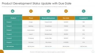 Product Development Status Update With Due Date