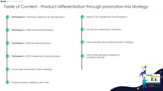 Product Differentiation Through Promotion Mix Strategy Powerpoint Ppt Template Bundles