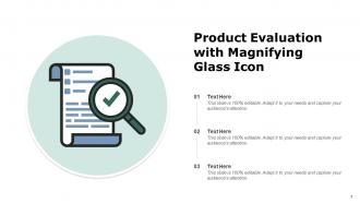 Product evaluation process gear framework screening cosmetic satisfaction magnifying glass
