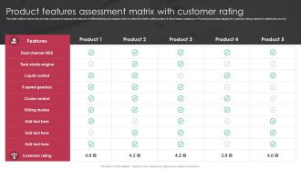 Product Features Assessment Matrix With Customer Rating