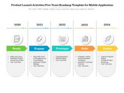 Product launch activities five years roadmap template for mobile application