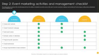 Product Launch And Promotional Step 2 Event Marketing Activities And Management Checklist