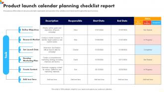 Product Launch Calendar Planning Checklist Report