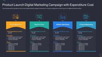 Product Launch Digital Marketing Campaign With Expenditure Cost