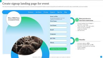 Product Launch Event Activities Create Signup Landing Page For Event