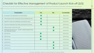 Product Launch Kickoff Planning Checklist For Effective Management Of Product Launch