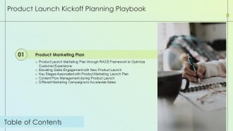Product Launch Kickoff Planning Playbook Table Of Contents