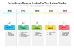Product launch marketing activities five years roadmap template