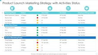 Product launch marketing strategy with activities status
