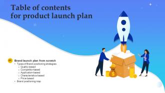Product Launch Plan Table Of Contents Ppt Powerpoint Presentation File Branding SS V