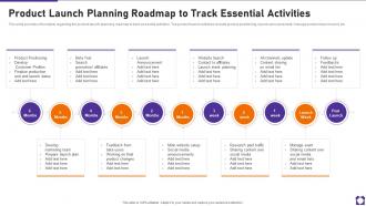 Product Launch Planning Roadmap To Track Essential Activities Ppt Slides Graphics