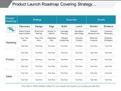 Product launch roadmap covering strategy execution and growth