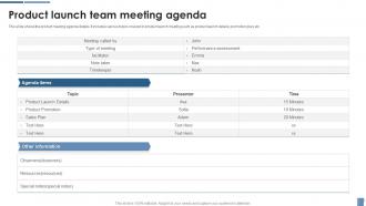 Product Launch Team Meeting Agenda