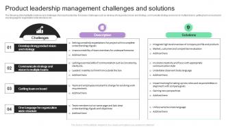 Product Leadership Management Challenges And Solutions