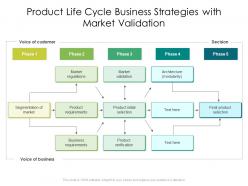 Product life cycle business strategies with market validation