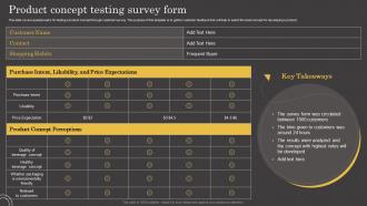 Product Lifecycle Product Concept Testing Survey Form Ppt Gallery Infographics