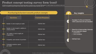 Product Lifecycle Product Concept Testing Survey Form Ppt Gallery Infographics Editable Professionally