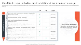 Product Line Extension Strategies Checklist To Ensure Effective Implementation Of Line