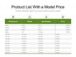 Product list with a model price