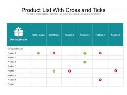 Product list with cross and ticks