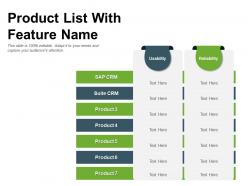 Product list with feature name
