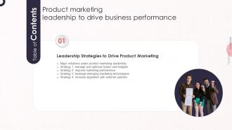 Product Marketing Leadership To Drive Business Performance Table Of Contents Ppt Show Graphics Download