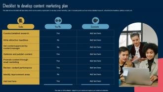 Product Marketing Strategy Checklist To Develop Content Marketing Plan MKT SS V