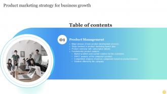 Product Marketing Strategy For Business Growth Table Of Contents