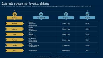 Product Marketing Strategy Social Media Marketing Plan For Various Platforms MKT SS V