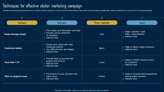 Product Marketing Strategy Techniques For Effective Sticker Marketing Campaign MKT SS V