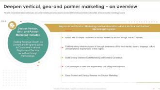 Product Marketing To Build Brand Awareness Deepen Vertical Geo And Partner Marketing An Overview