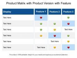 Product matrix with product version with feature