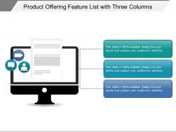 Product offering feature list with three columns
