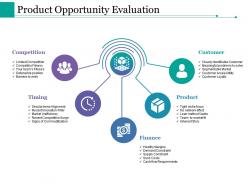 Product opportunity evaluation ppt styles background designs