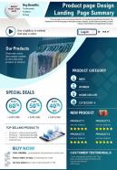 Product Page Design Landing Page Summary Presentation Report Infographic PPT PDF Document
