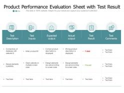Product performance evaluation sheet with test result