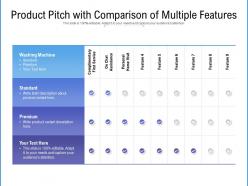Product pitch with comparison of multiple features