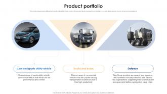 Product Portfolio Tata Motors Company Profile Ppt Portfolio Summary CP SS