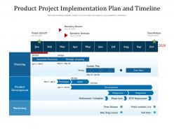 Product project implementation plan and timeline