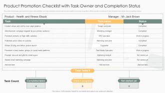 Product Promotion Checklist With Task Owner And Completion Status