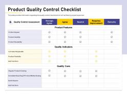 Product quality control checklist quick repairs ppt powerpoint presentation model infographics