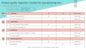 Product Quality Inspection Checklist For Efficient Operations Planning To Increase Strategy SS V