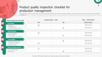 Product Quality Inspection Checklist Production Enhancing Productivity Through Advanced Manufacturing