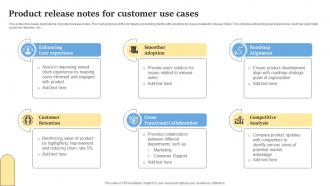 Product Release Notes For Customer Use Cases