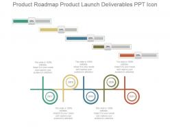 Product roadmap product launch deliverables ppt icon