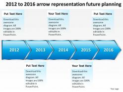 Product roadmap timeline 2012 to 2016 arrow representation future planning powerpoint templates slides