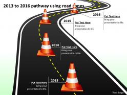 Product roadmap timeline 2013 to 2016 pathway using road cones powerpoint templates slides