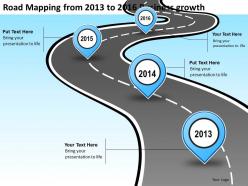 Product roadmap timeline road mapping from 2013 to 2016 business growth powerpoint templates slides