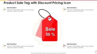 Product sale tag with discount pricing icon