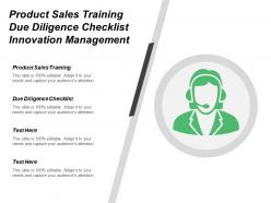 Product sales training due diligence checklist innovation management cpb